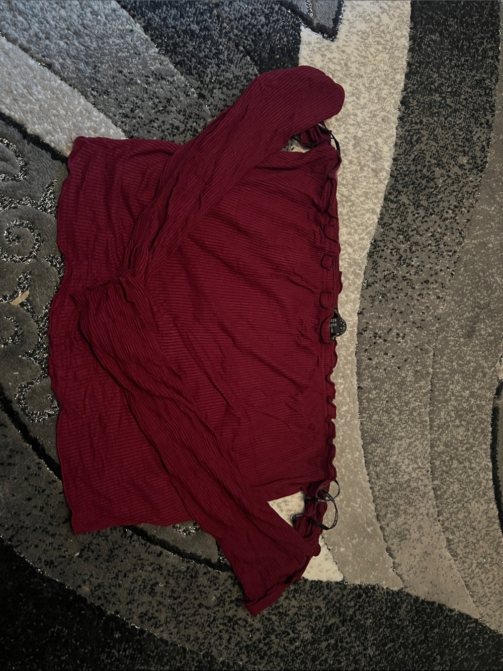 Forever 21 Burgundy Ribbed Off-Shoulder Crop Top